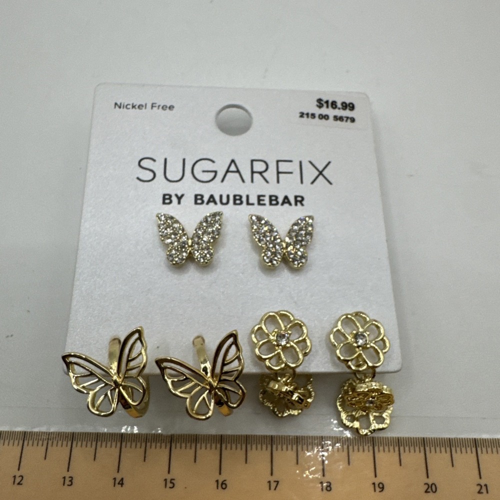 Sugarfix By Baublebar Butterfly Earrings -‎ Set Of 3 NWT